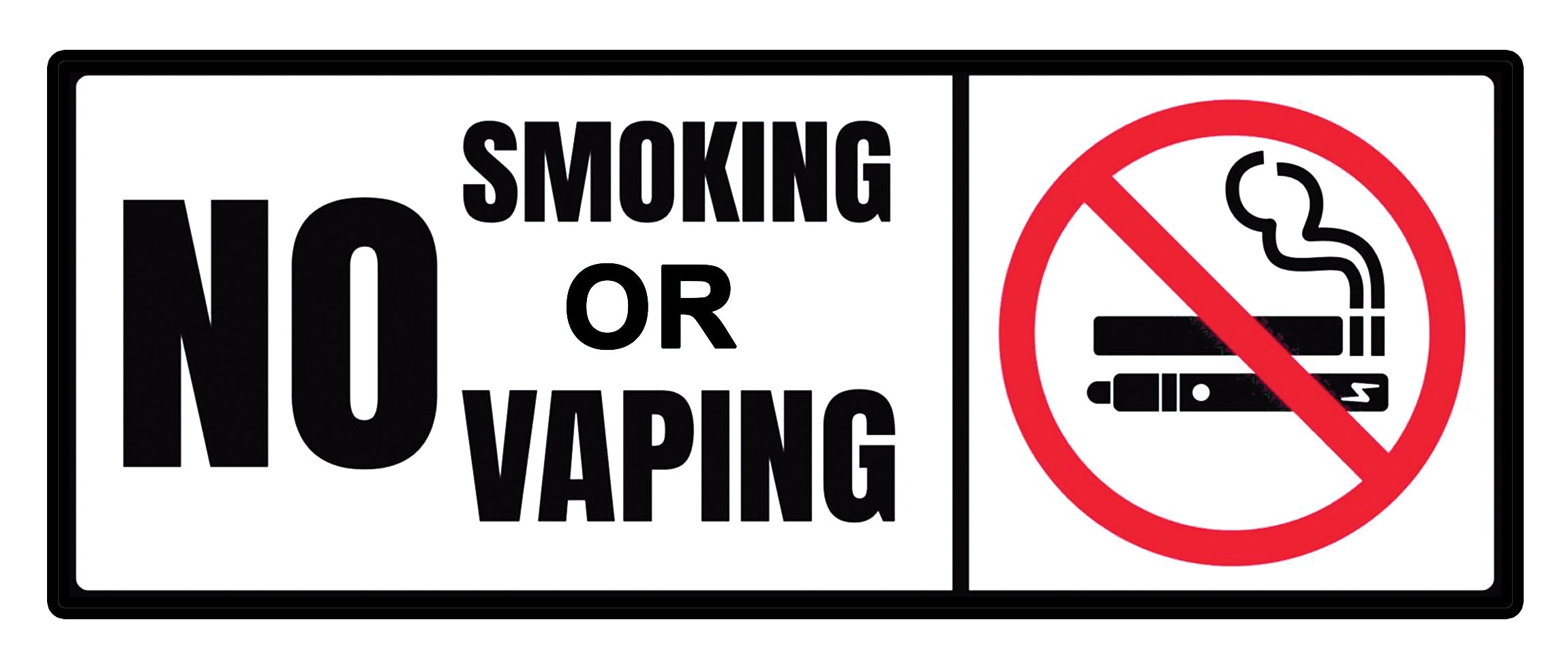 Pack of two -no smoking or vaping stickers