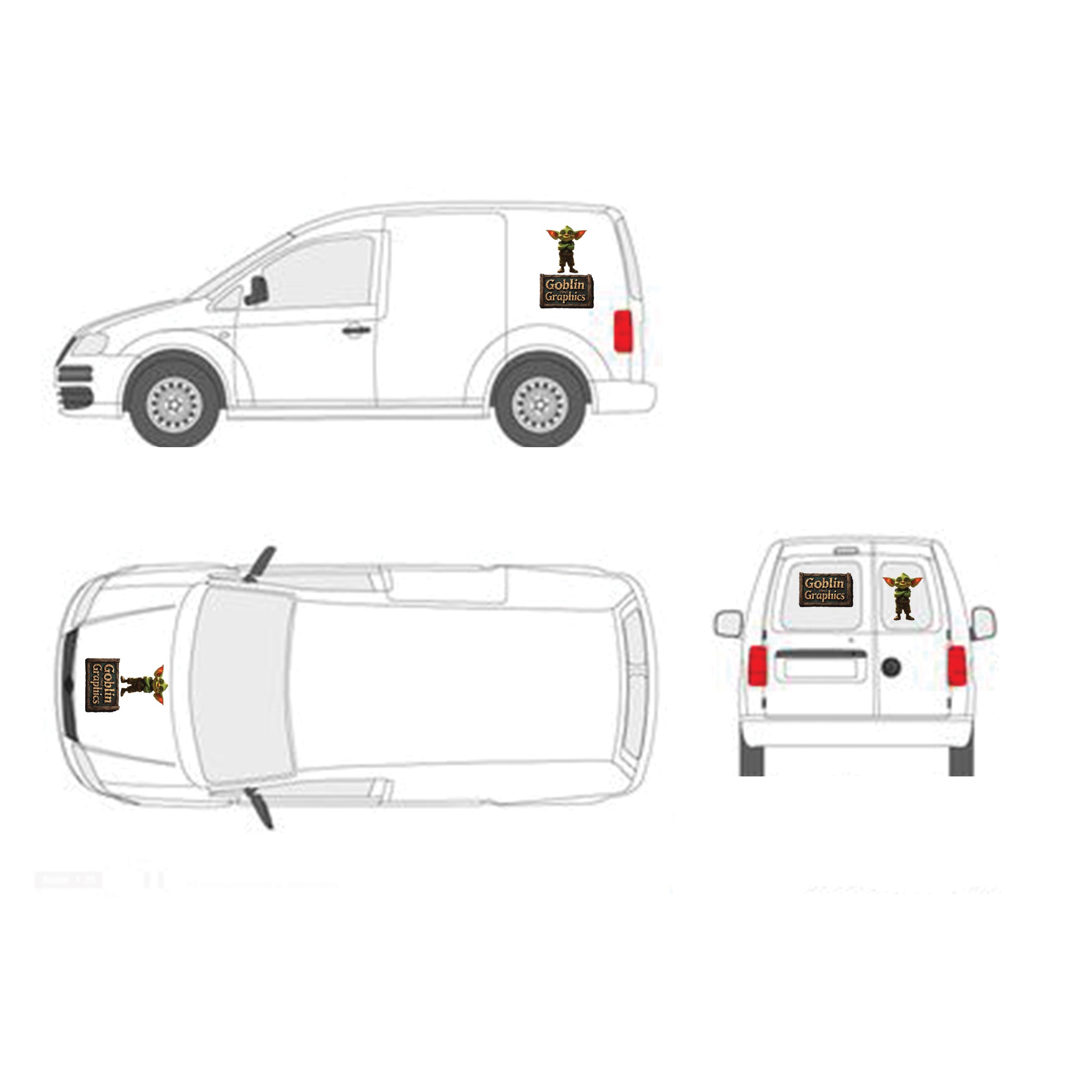 DIY Van/Car Small  business decal kit 2x sides and rear of car or van